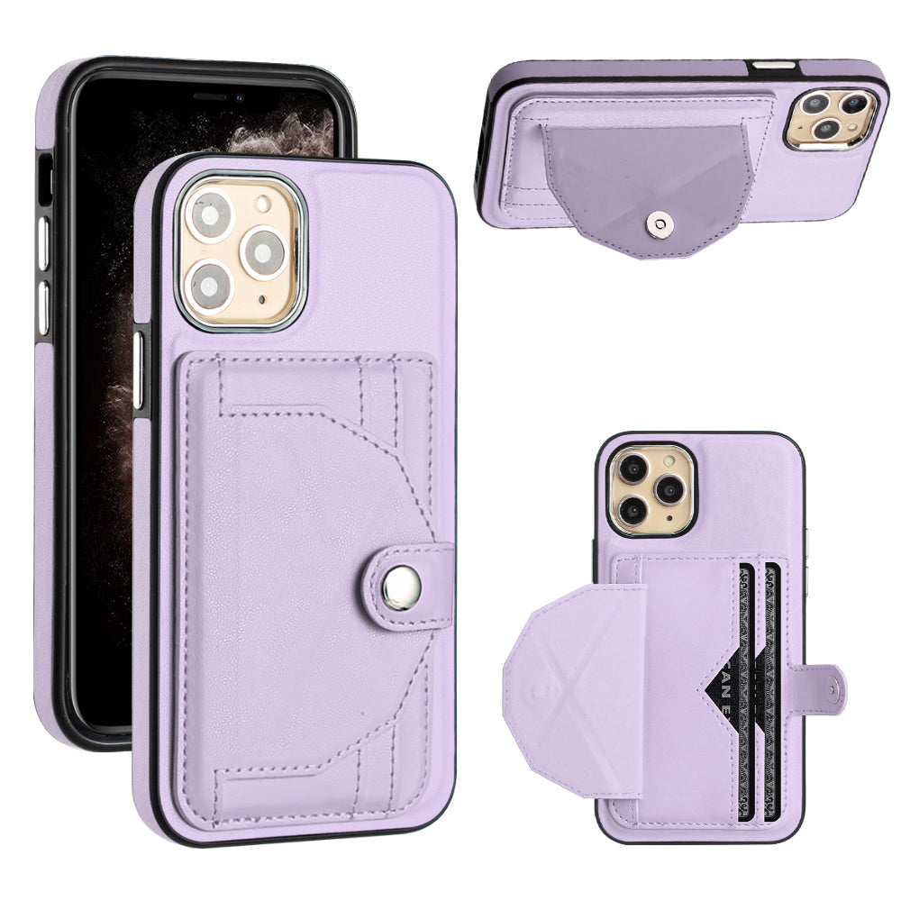 YB Leather Coating Series-4 for iPhone 11 Pro Kickstand PU Leather Coated TPU Phone Case with Card Holder YB Leather Coating Series-4 for iPhone 11 Pro Kickstand PU Leather Coated TPU Phone Case with Card Holder